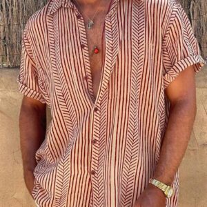 Retro Geo Stripe Cuban Shirt