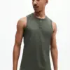 Ribbed Henley Sleeveless Tank Top