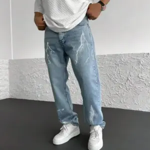 Lightning Print Straight Leg Jeans