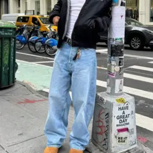 Vintage Washed Loose Fit Straight Leg Jeans
